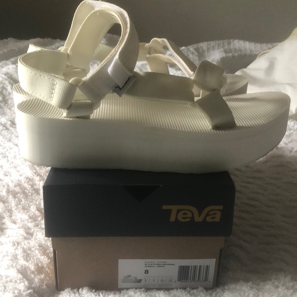 White Teva Flatform sandals